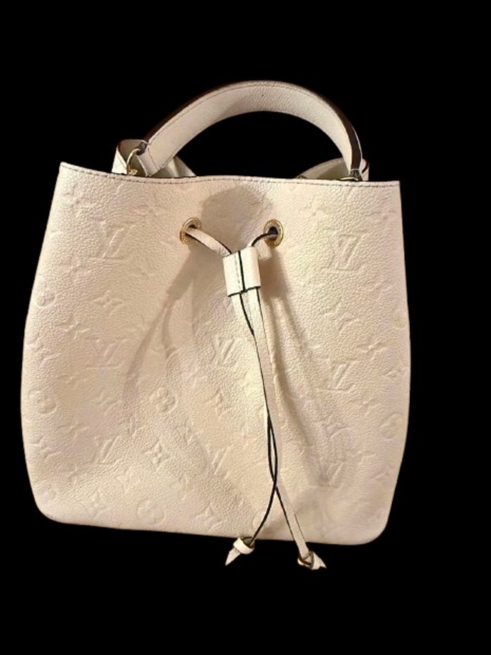Authentic Louis Vuitton Noe Noe White Embossed Bucket Bag Tote Purse W Box